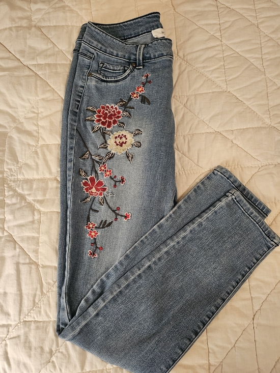 Workshop Republic Clothing Denim - WORKSHOP Floral Embroidered Skinny Jeans - Size 10
